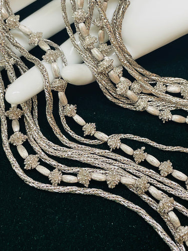 1960’s Trifari 8 Strand Silver Chain and Beaded Necklace